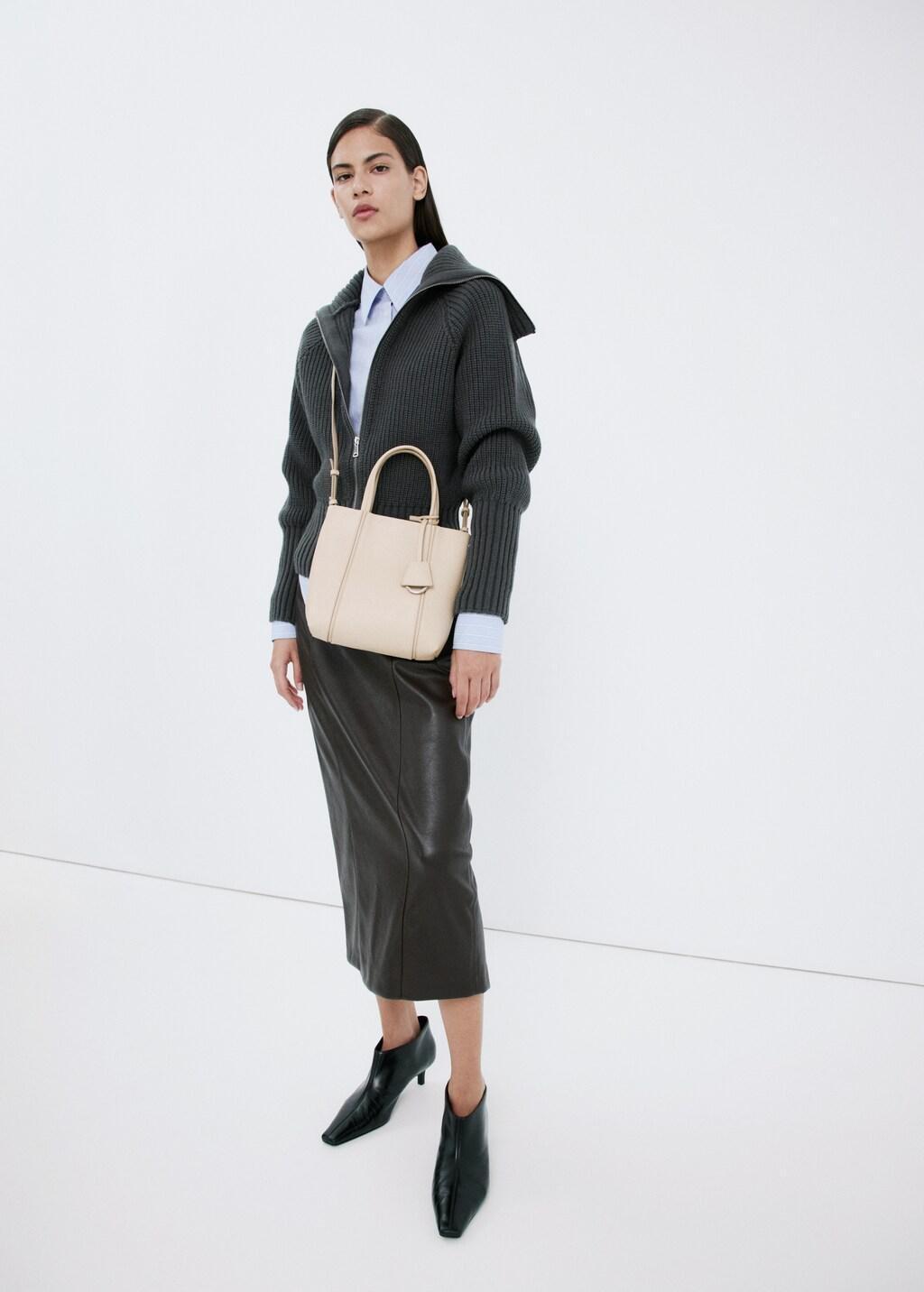 White Mini Rectangular Handbag With Handles, Natural White, large image number 0