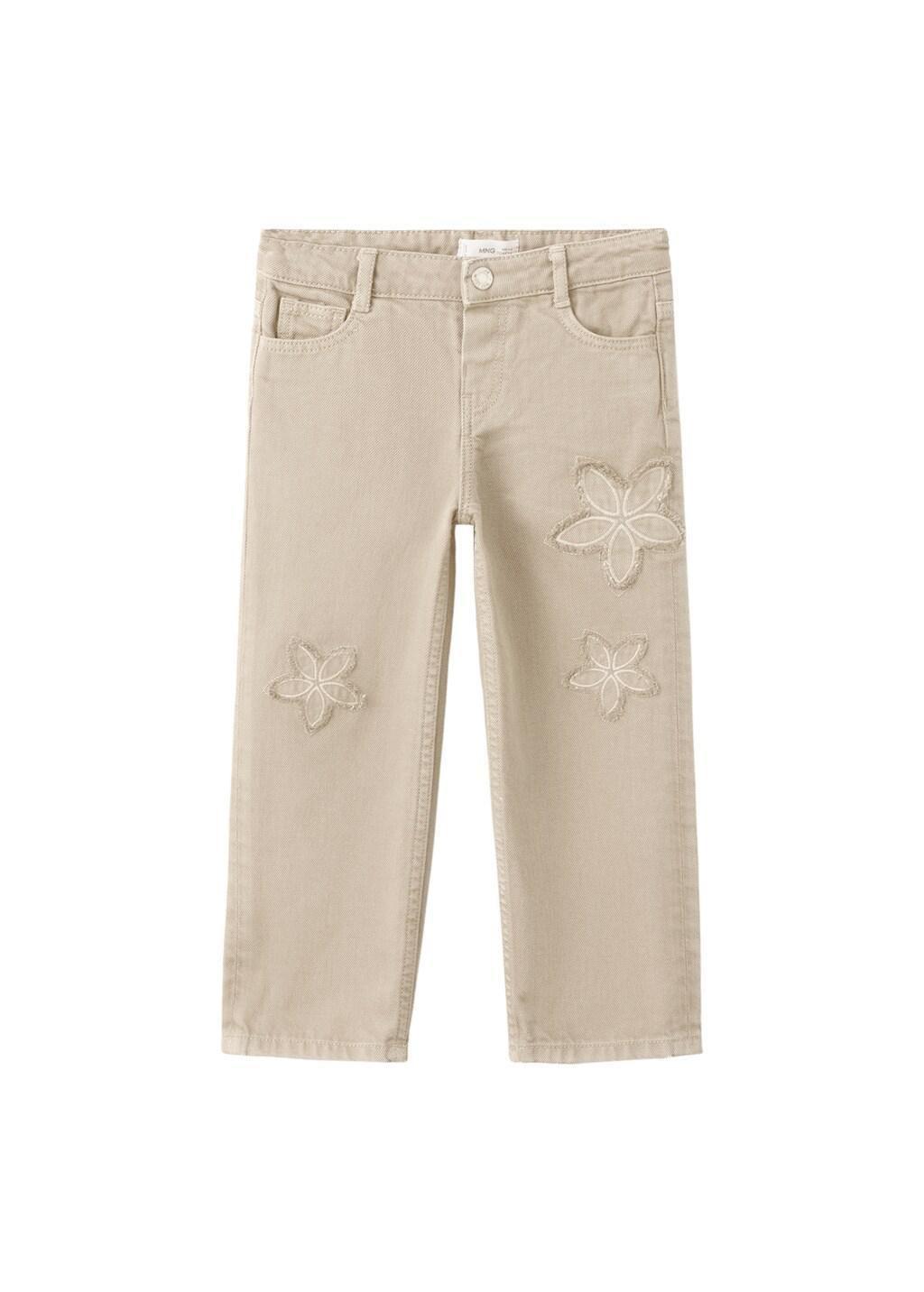 Brown Flower-Embroidered Straight-Fit Jeans, Baby Girl, 0201_35, large image number 5