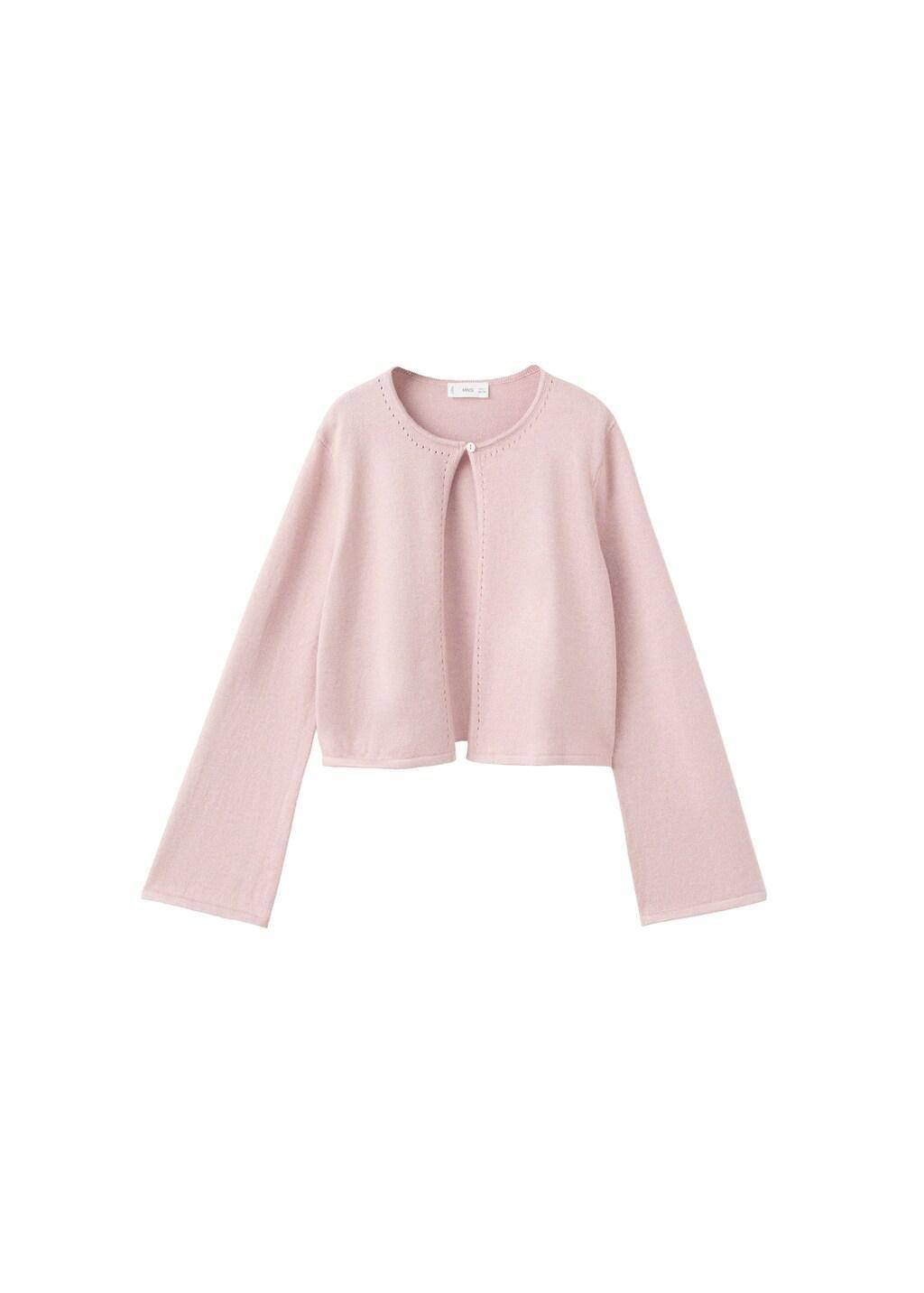 Pink Lt Pastel Fine-Knit Cardigan, Kids Girl, Light-Pastel Pink, large image number 4