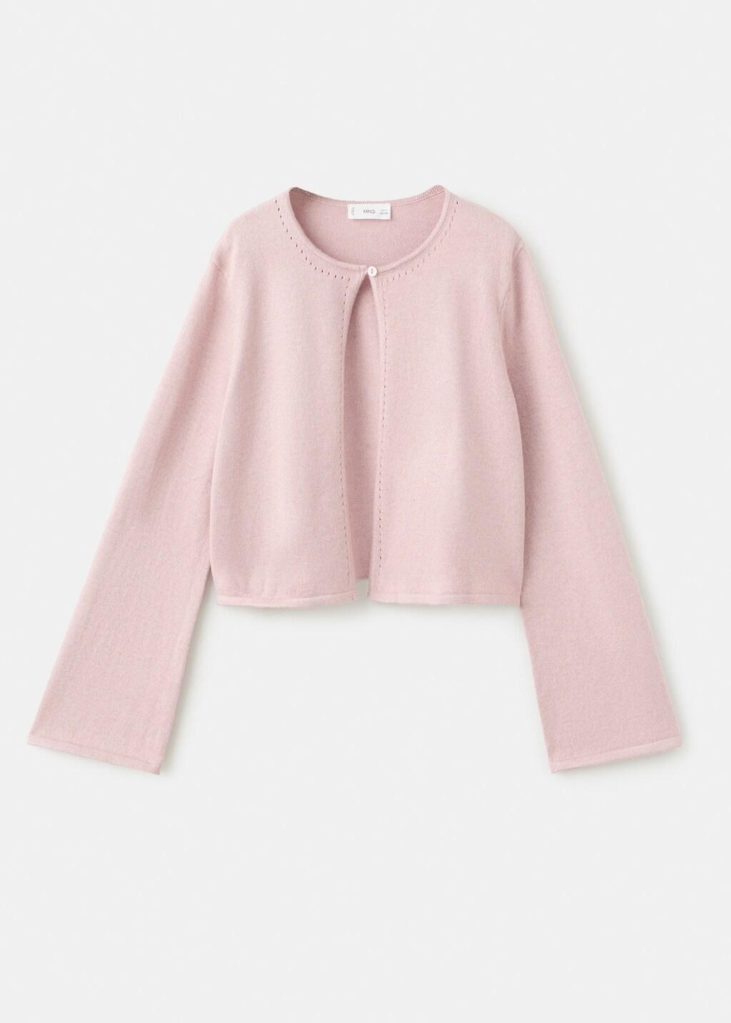 Pink Lt Pastel Fine-Knit Cardigan, Kids Girl, Light-Pastel Pink, large image number 5