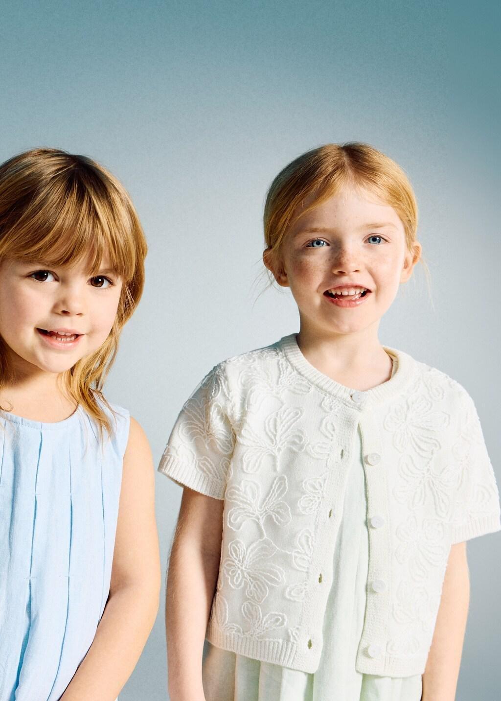 White Embroidered Knit Cardigan, Baby Girls, Natural White, large image number 0