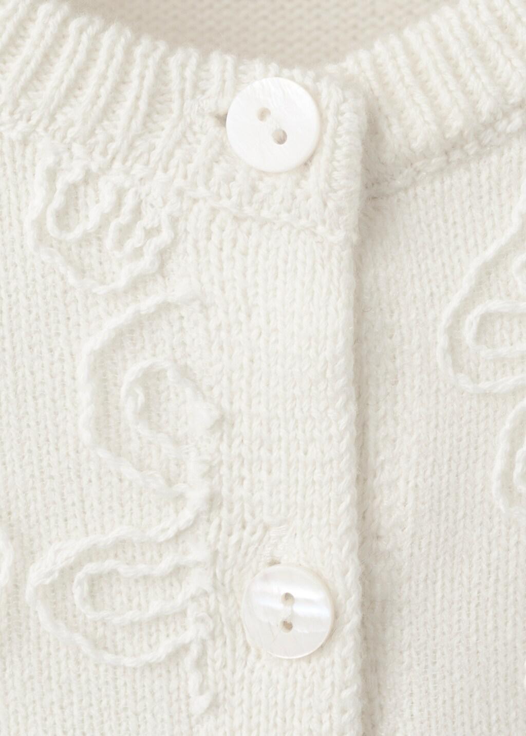 White Embroidered Knit Cardigan, Baby Girls, Natural White, large image number 3
