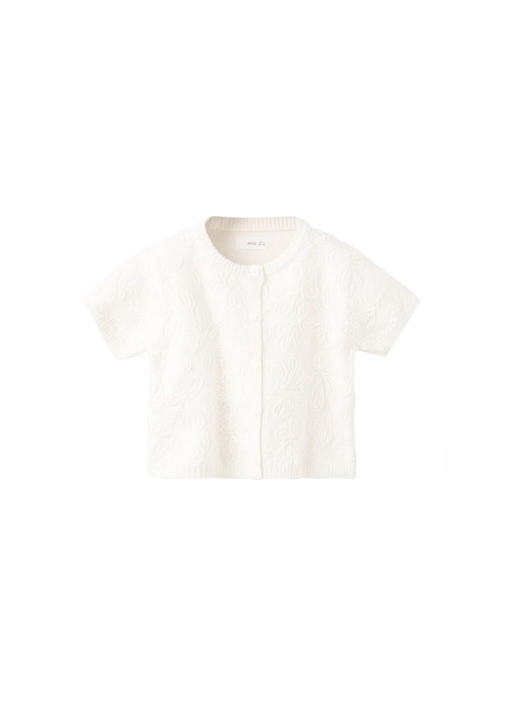 White Embroidered Knit Cardigan, Baby Girls, Natural White, large image number 4