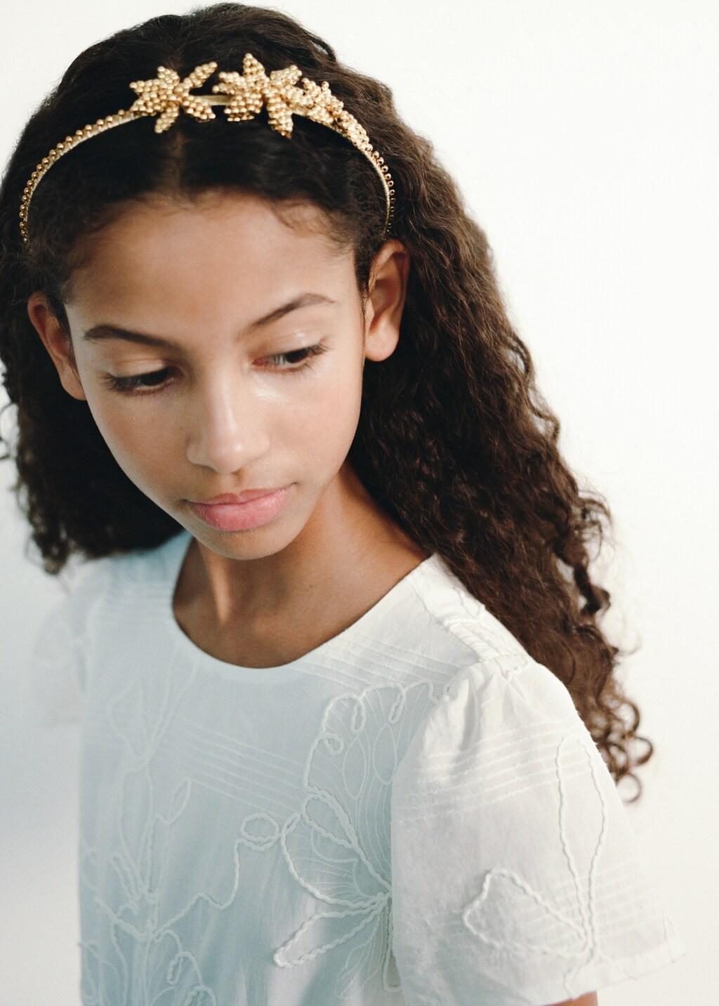 Gold Flower Hairband, Kids Girl, Gold, large image number 2