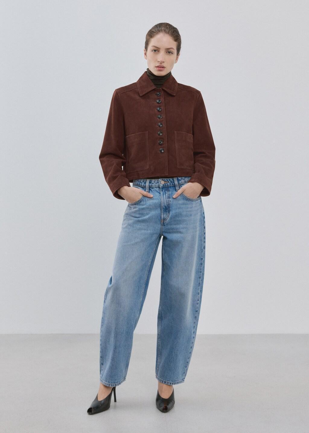 Blue High-Waisted Barrel Jeans, Open Blue, large image number 0