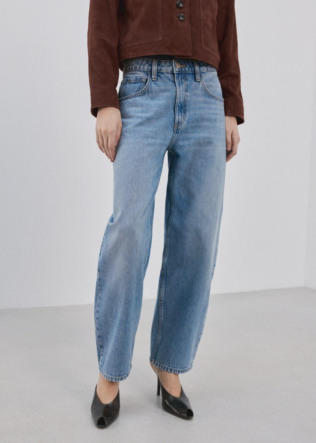 Blue High-Waisted Barrel Jeans, Open Blue, large image number 3