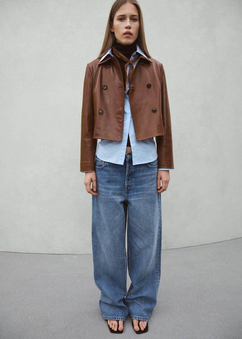 Blue Straight Low-Waist Jeans, Open Blue, large image number 0