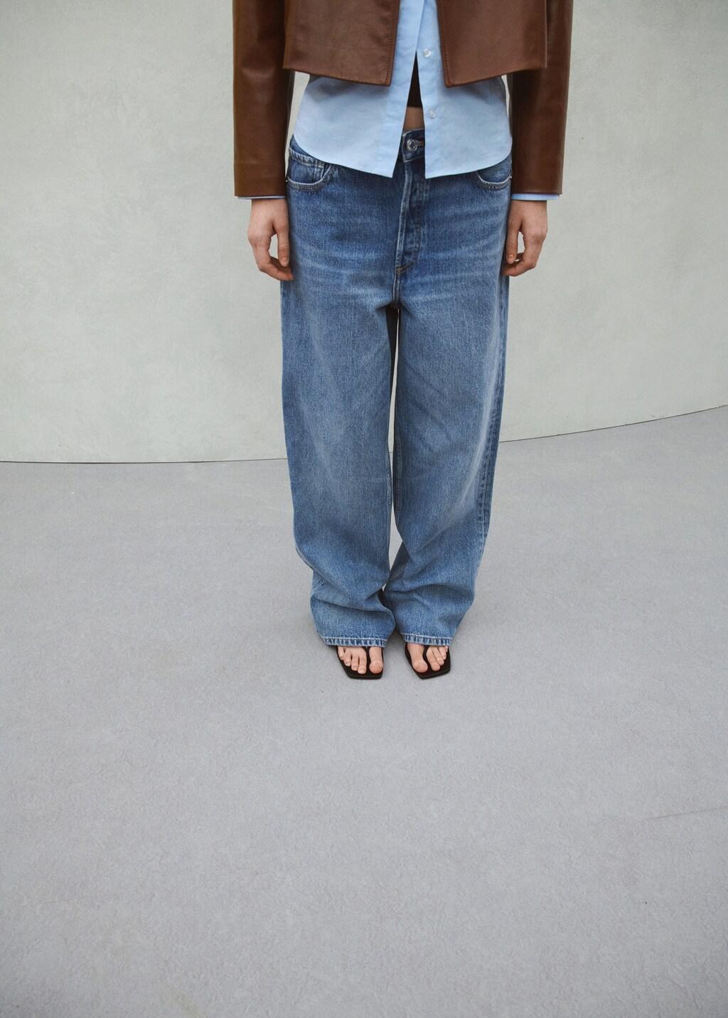 Blue Straight Low-Waist Jeans, Open Blue, large image number 3