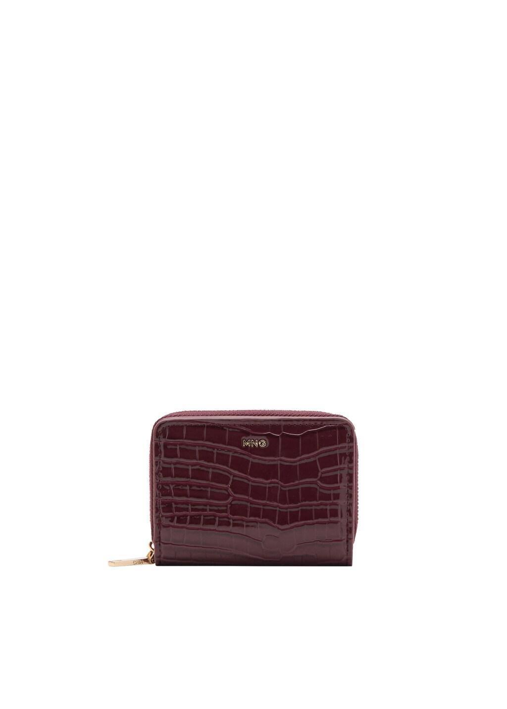 Burgundy Medium Glossy Croc Wallet, 0201_78, large image number 2