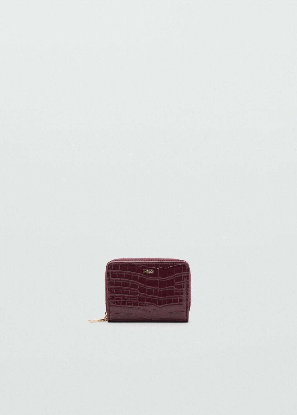 Burgundy Medium Glossy Croc Wallet, 0201_78, large image number 3
