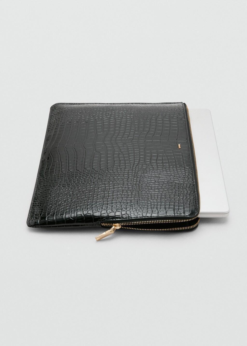 Black Shiny Coco Laptop Sleeve, Black, large image number 1