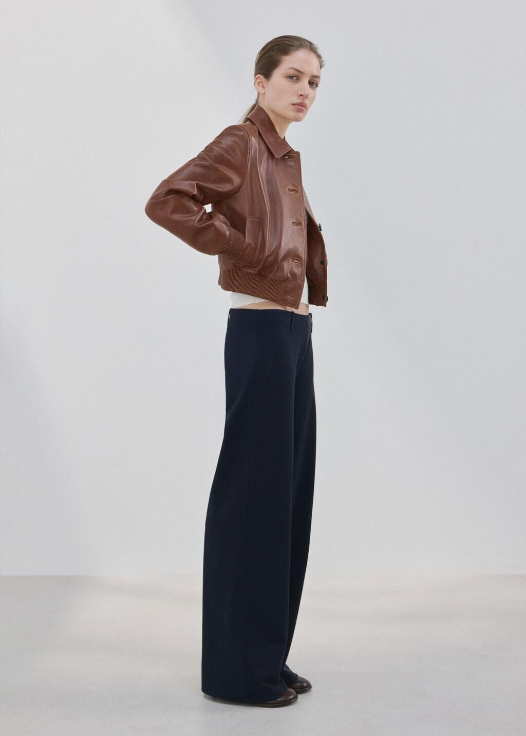 Navy Straight Lyocell Trousers, Navy, large image number 0