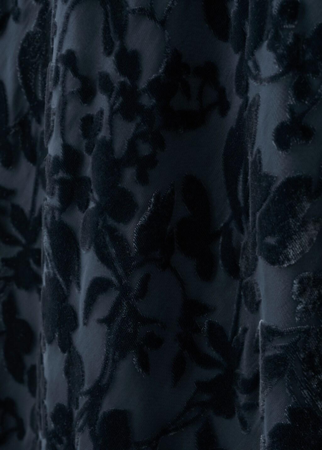 Blue Devore Dress With Bell Sleeves, Dark Blue, medium