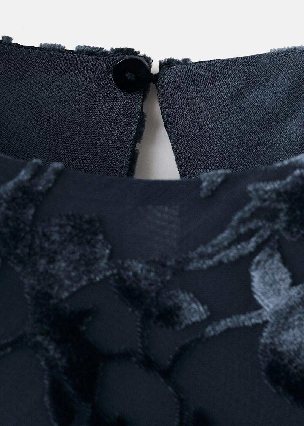 Blue Devore Dress With Bell Sleeves, Dark Blue, large image number 5