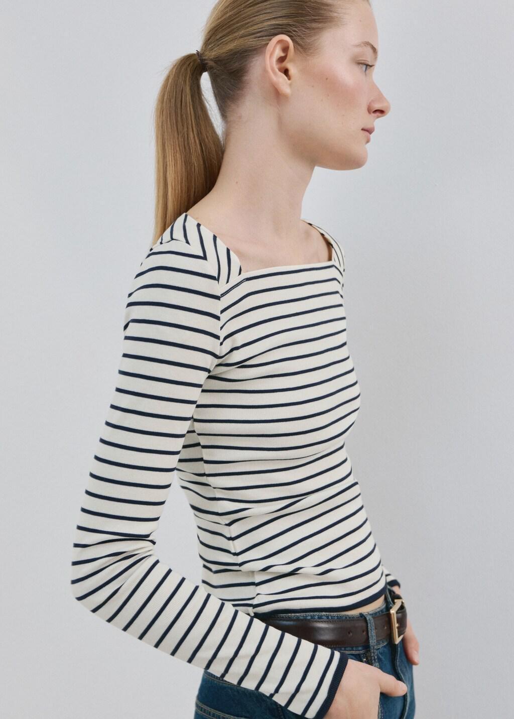 White Cotton Boat Neck T-Shirt, 0201_02, large image number 3