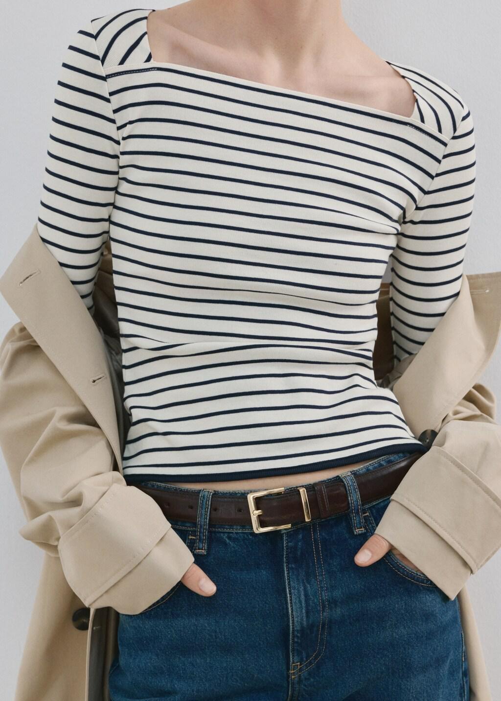 White Cotton Boat Neck T-Shirt, 0201_02, large image number 4