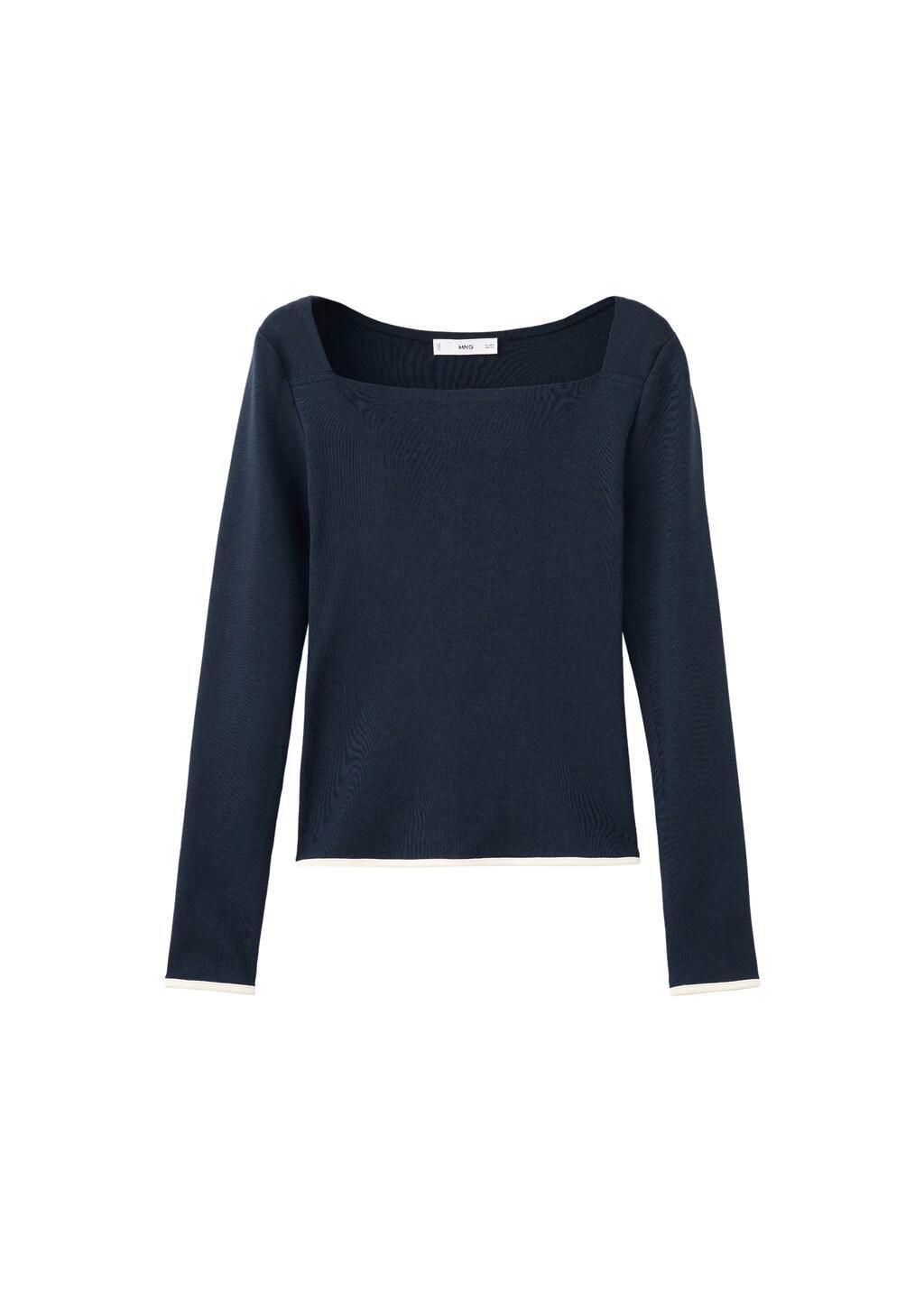 Navy Cotton Boat Neck T-Shirt, 0201_56, large image number 6