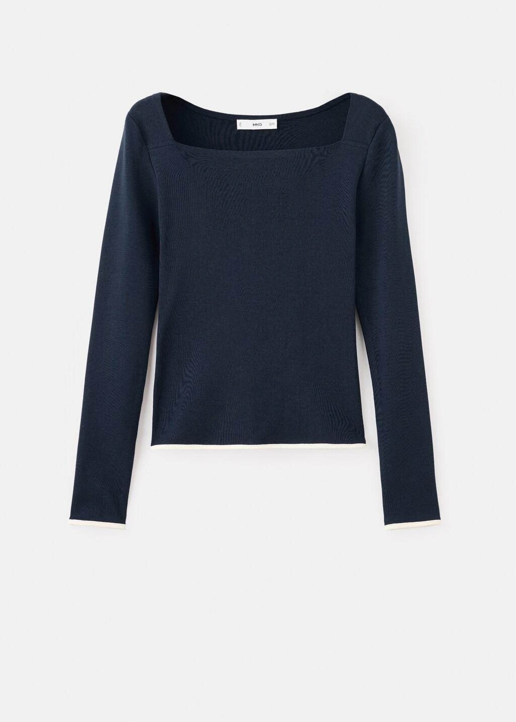 Navy Cotton Boat Neck T-Shirt, 0201_56, large image number 7