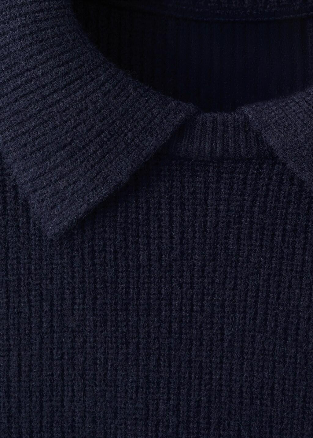 Navy Knitted Polo-Neck Sweater, Navy, medium
