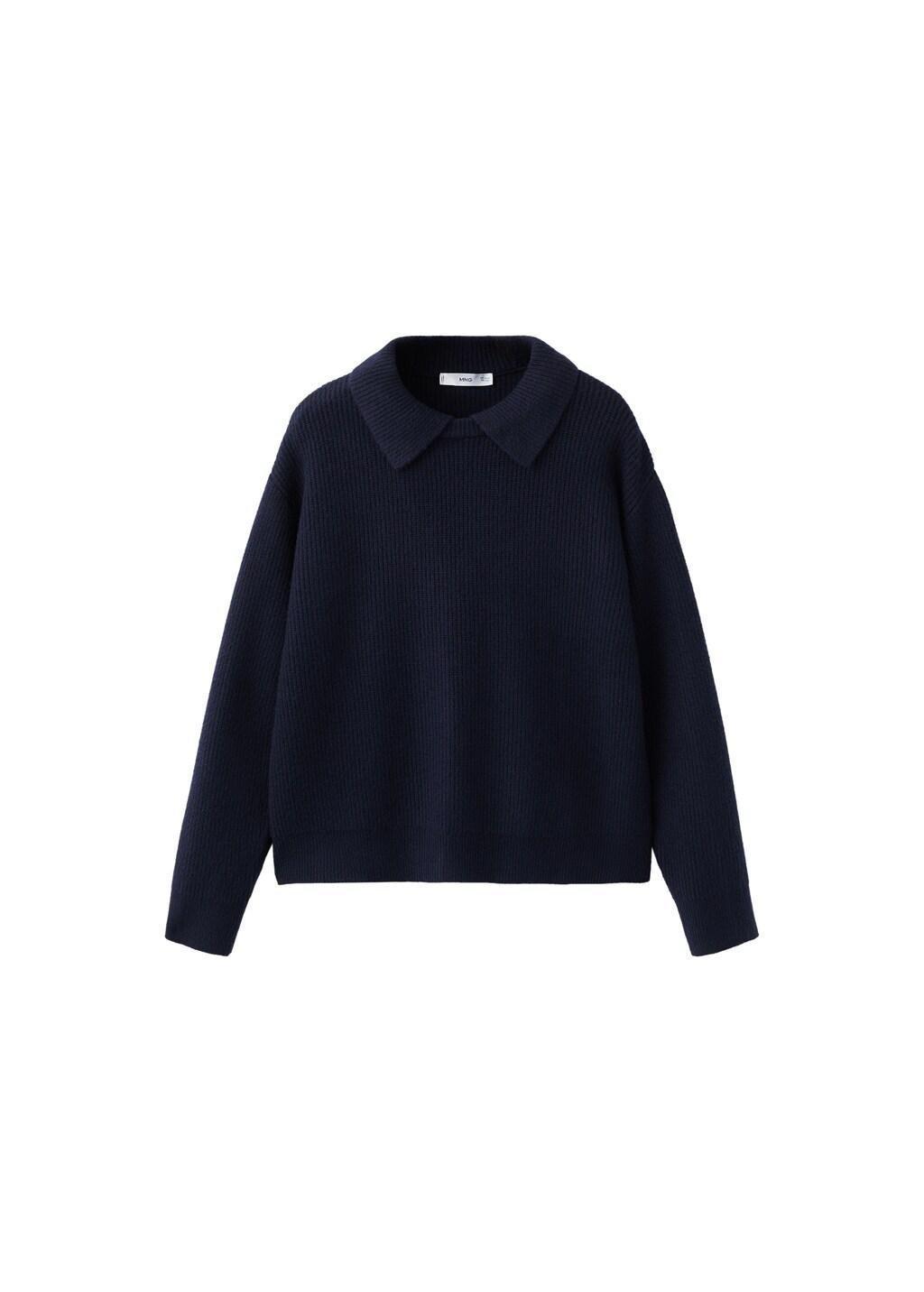 Navy Knitted Polo-Neck Sweater, Navy, large image number 6