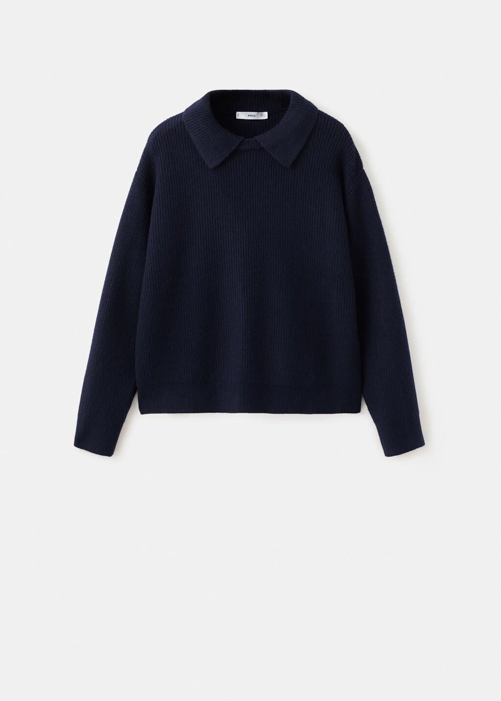 Navy Knitted Polo-Neck Sweater, Navy, large image number 7