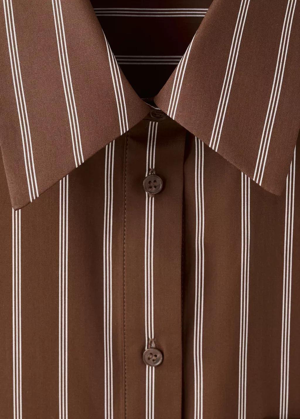 Brown Pocket Striped Shirt, Brown, large image number 1