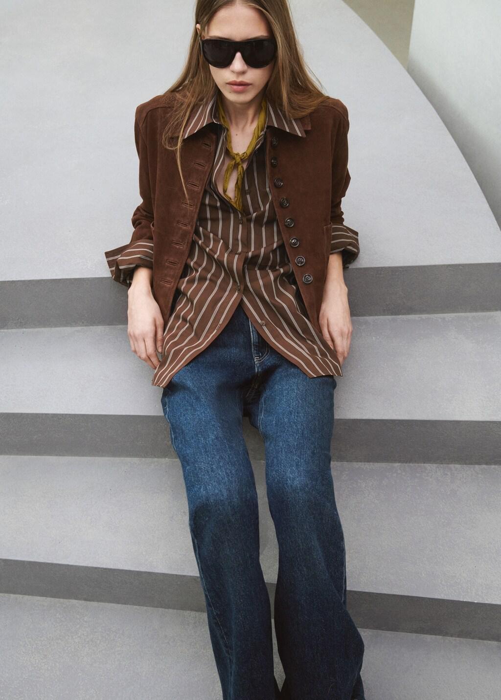 Brown Pocket Striped Shirt, Brown, large image number 4