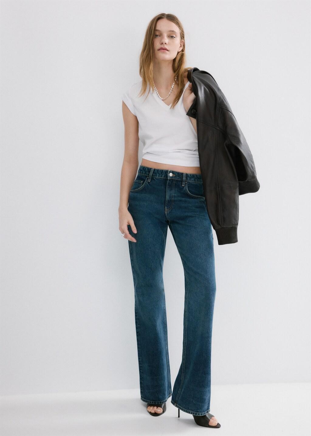 White V-Neck Cotton T-Shirt, 0201_01, large image number 0