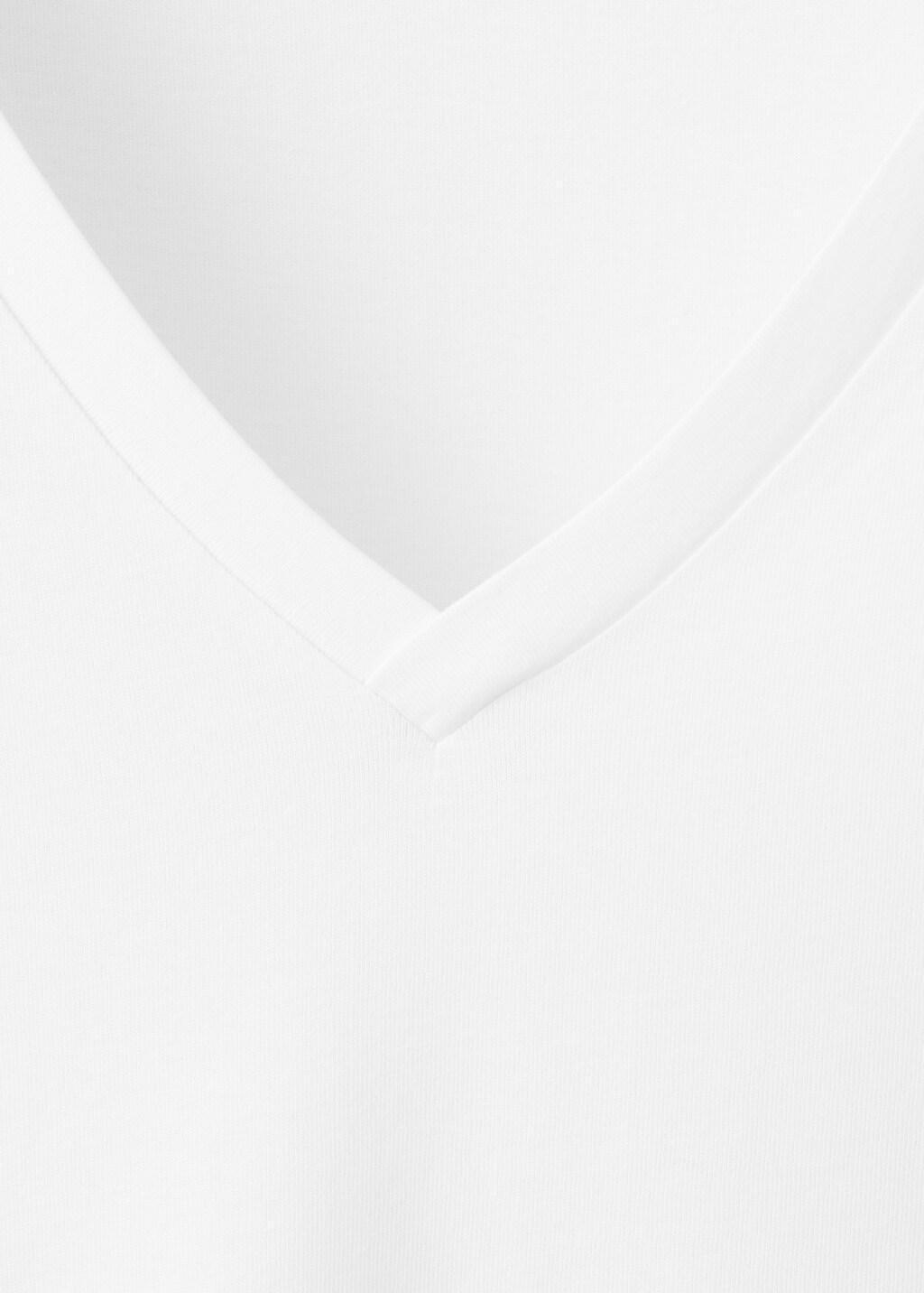 White V-Neck Cotton T-Shirt, 0201_01, large image number 1