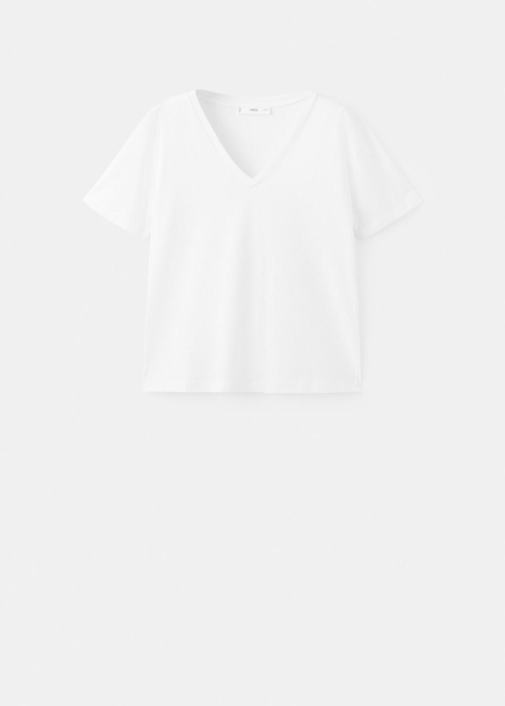 White V-Neck Cotton T-Shirt, 0201_01, large image number 9
