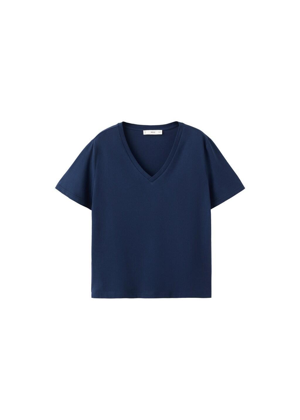 Navy V-Neck Cotton T-Shirt, Navy, large image number 8