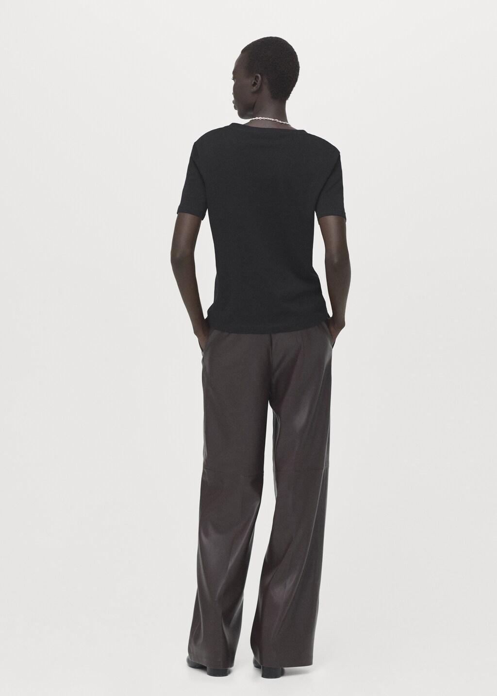 Black V-Neck Cotton T-Shirt, Black, medium