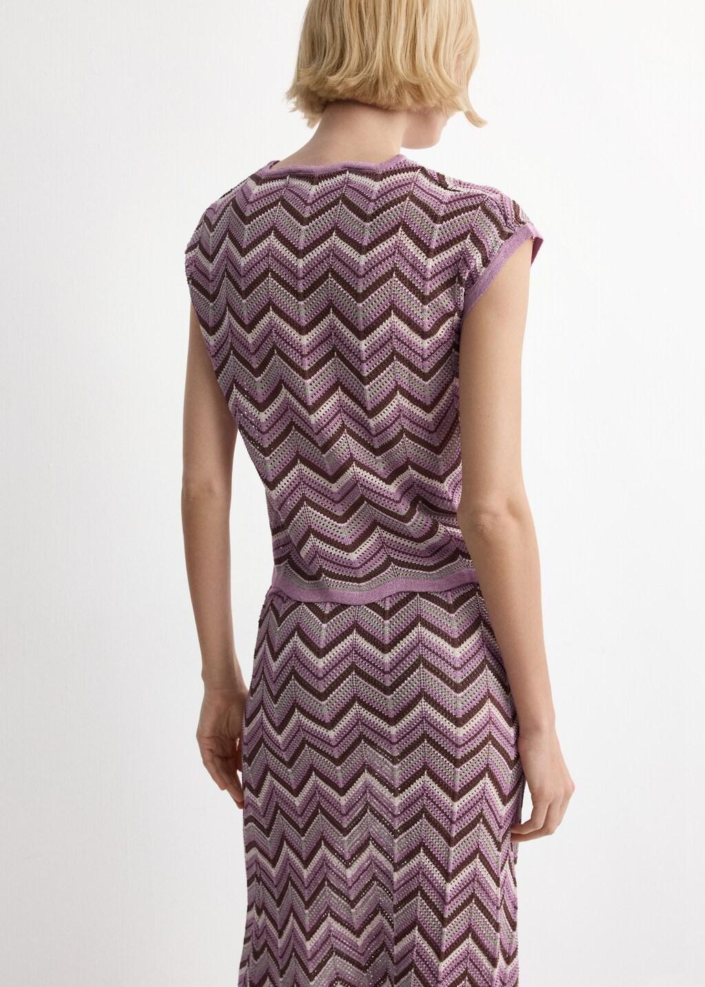 Purple Printed Knit Top, Purple, large image number 2