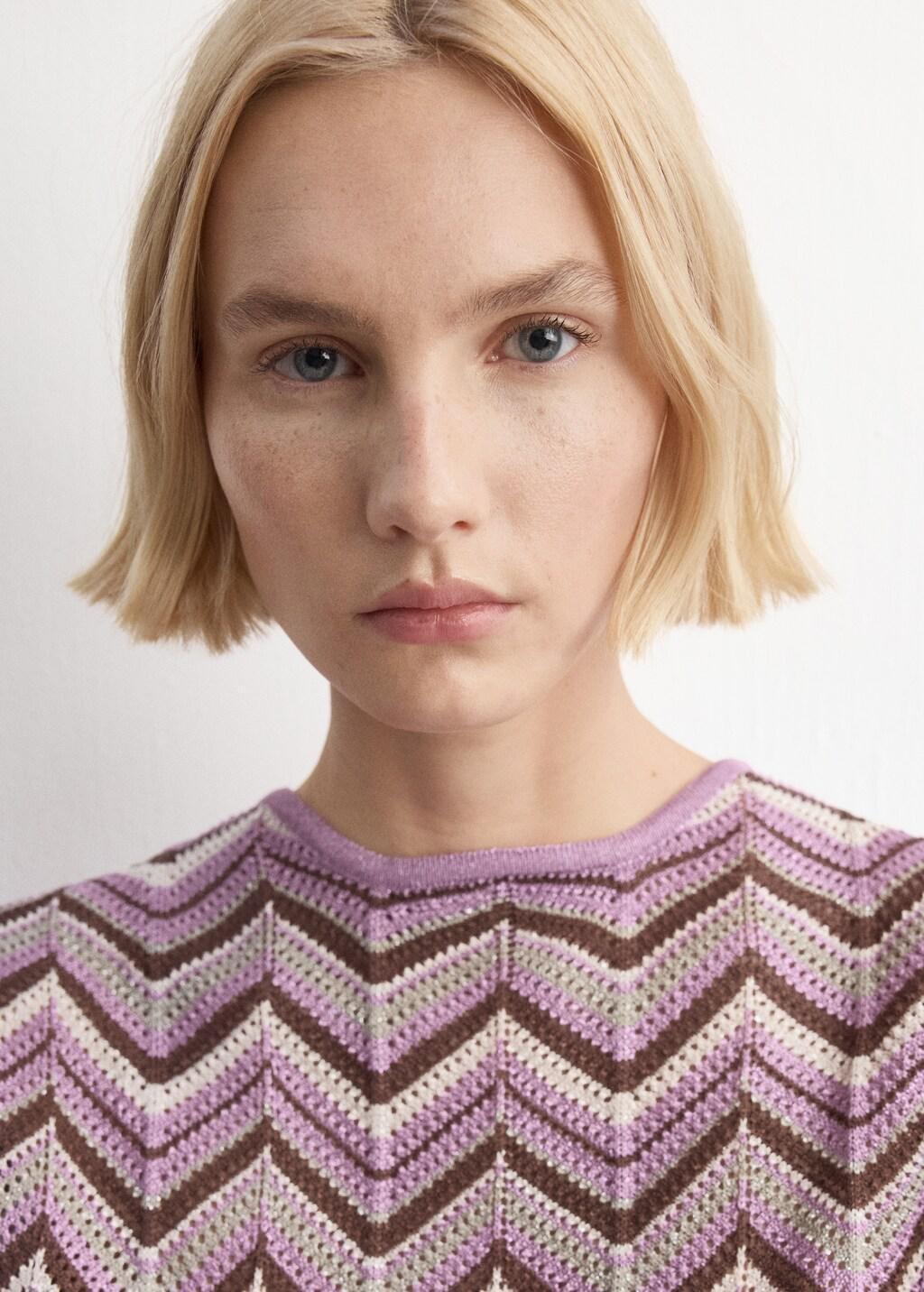 Purple Printed Knit Top, Purple, large image number 4