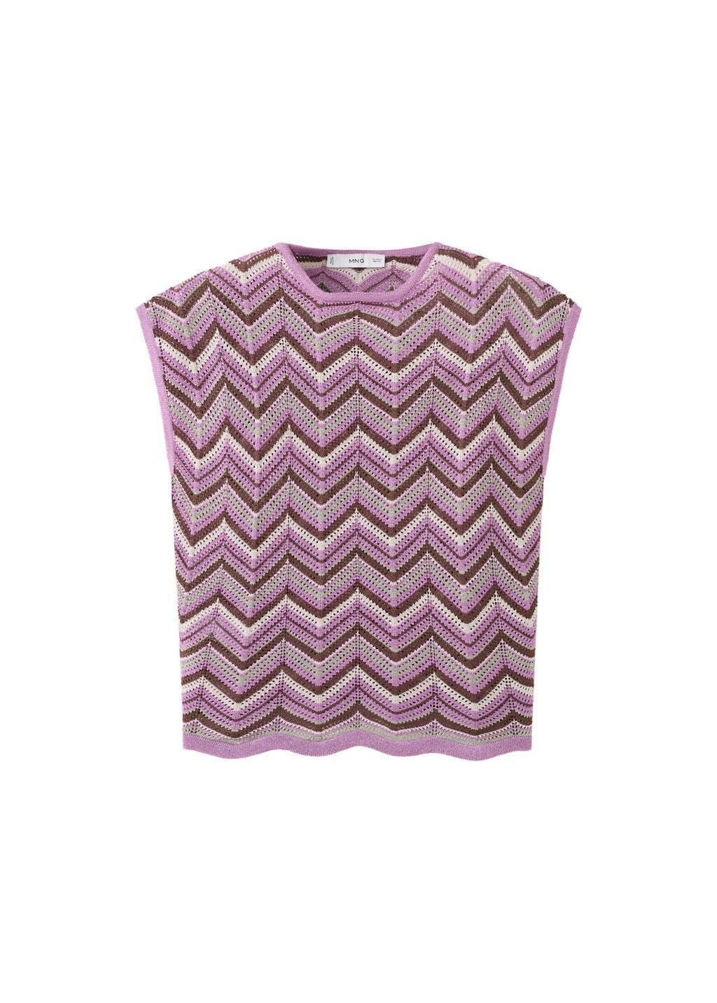 Purple Printed Knit Top, Purple, large image number 6