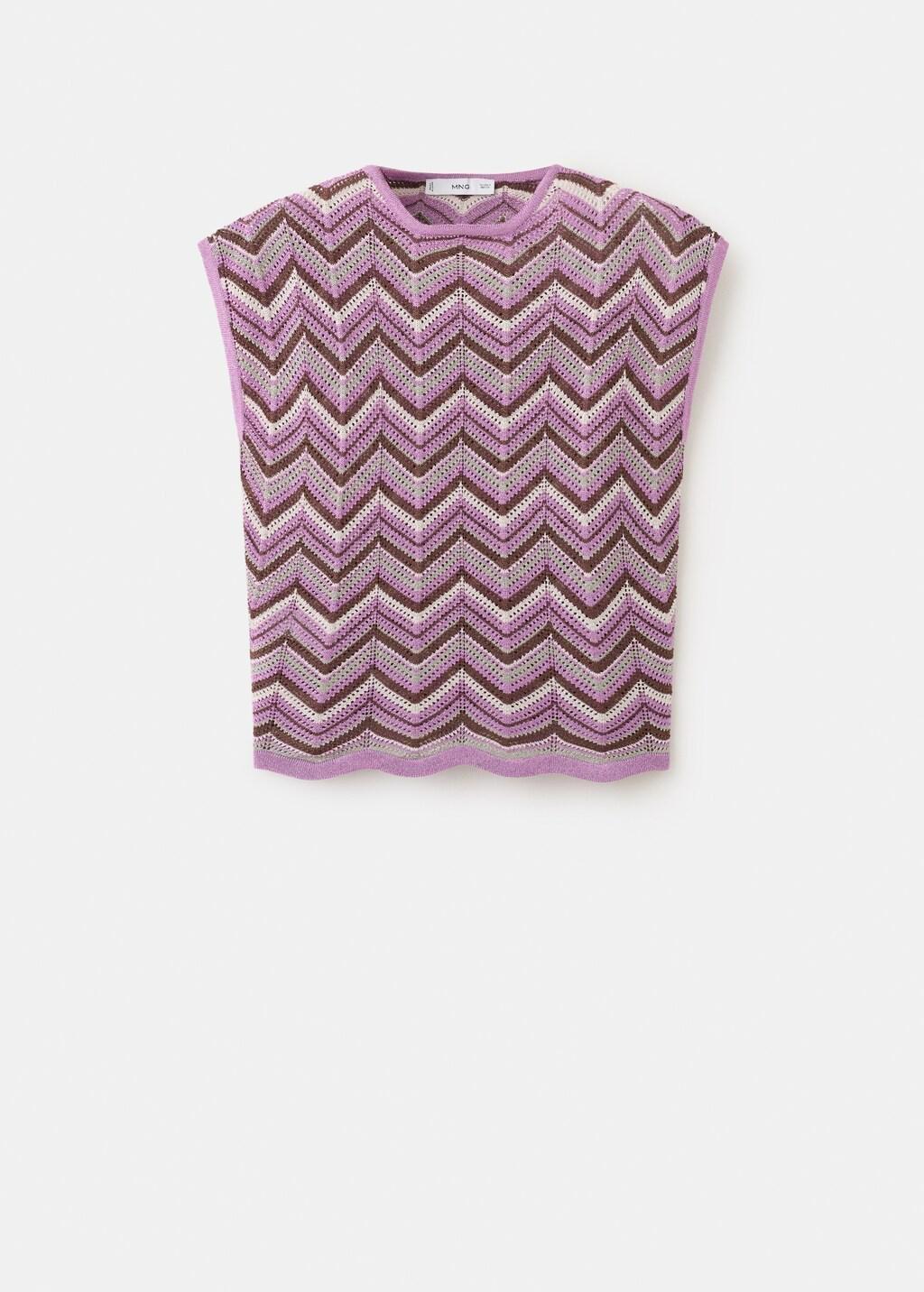 Purple Printed Knit Top, Purple, large image number 7