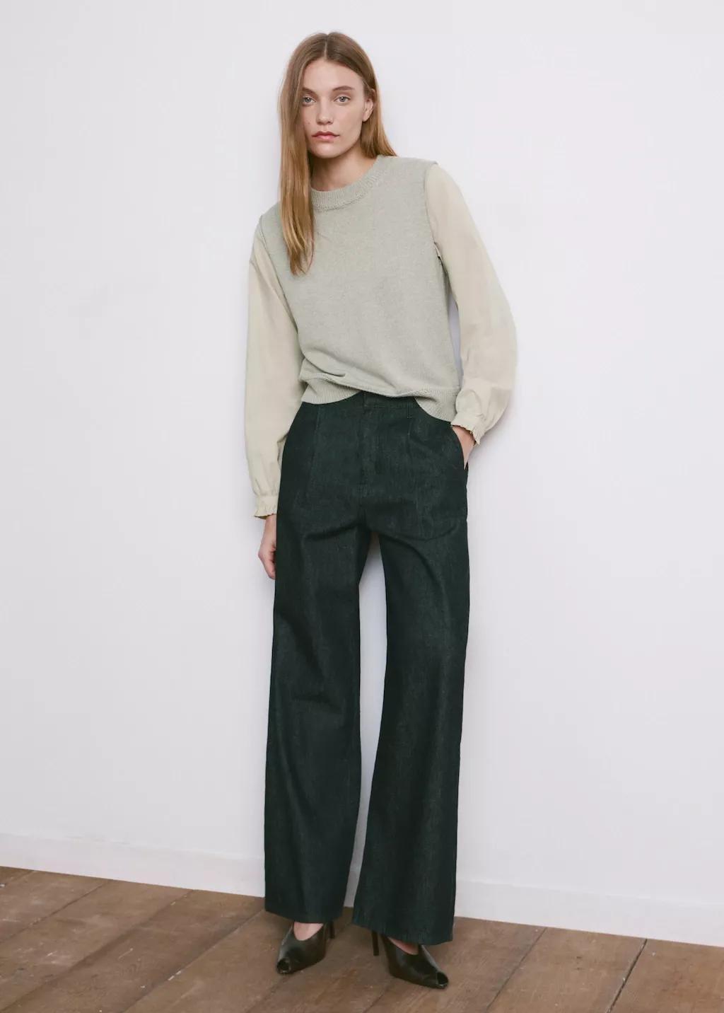 Green Combined Knitted Sweater, Turquoise - Aqua, medium