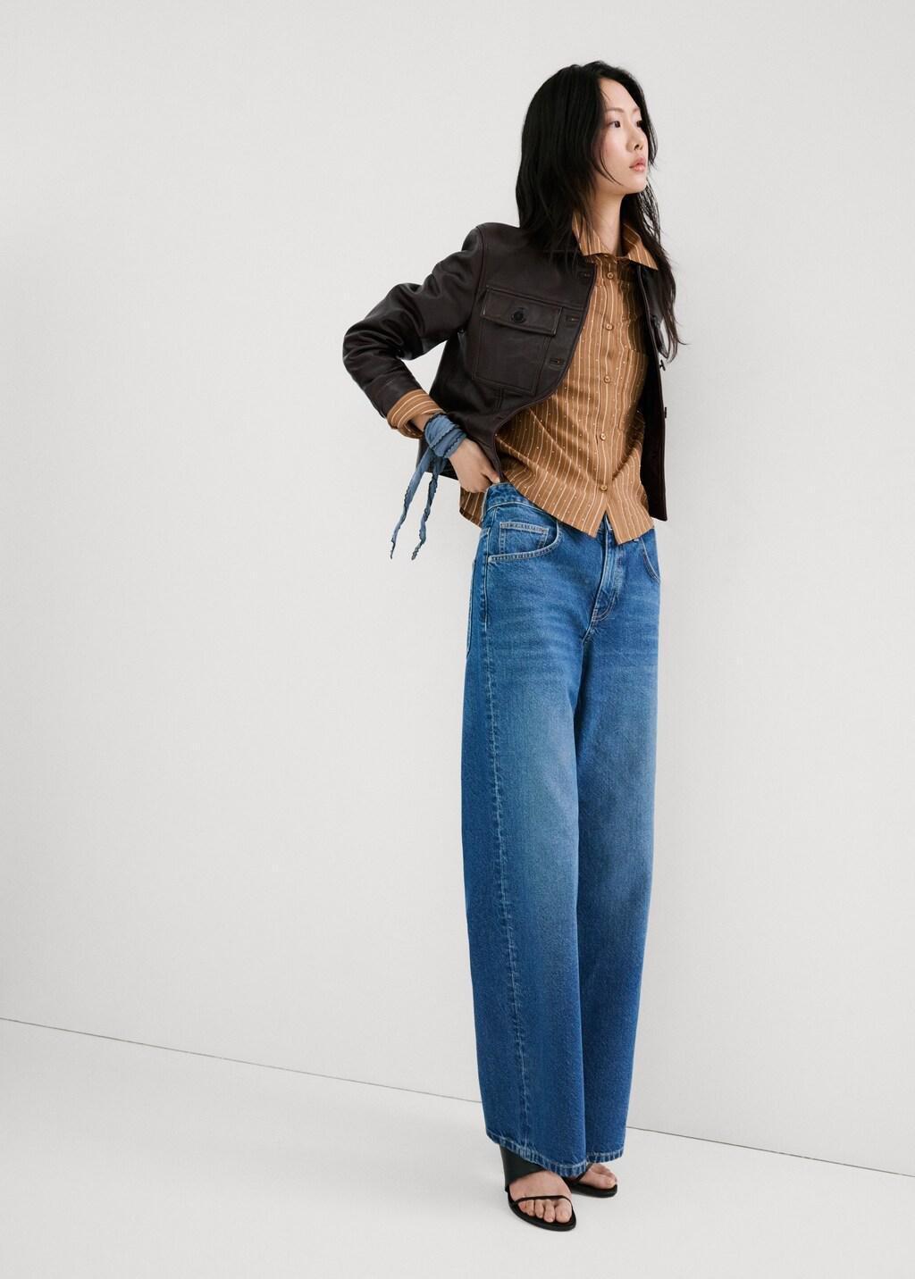 Brown Striped Shirt With Rhinestone Detail, Brown, large image number 0