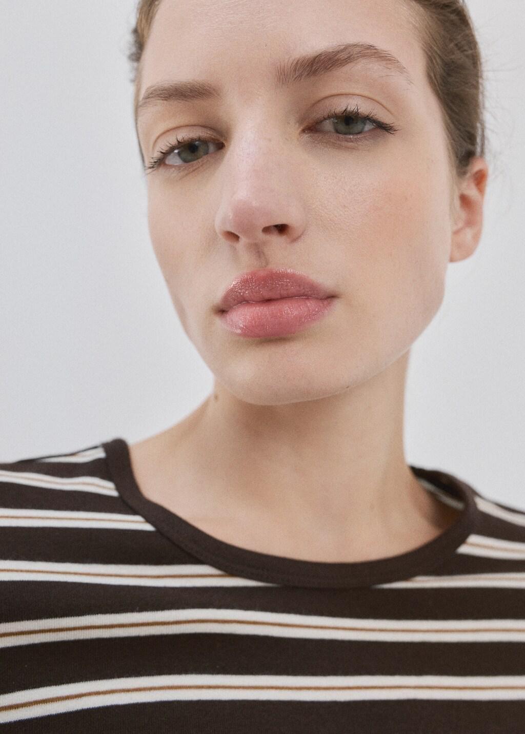 Brown Striped Long Sleeves T-Shirt, 0201_30, large image number 4