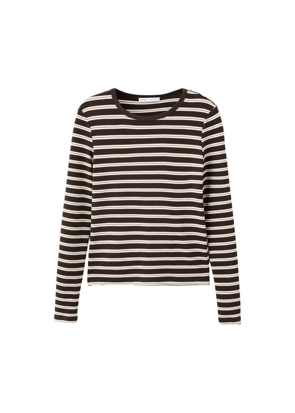 Brown Striped Long Sleeves T-Shirt, 0201_30, large image number 7