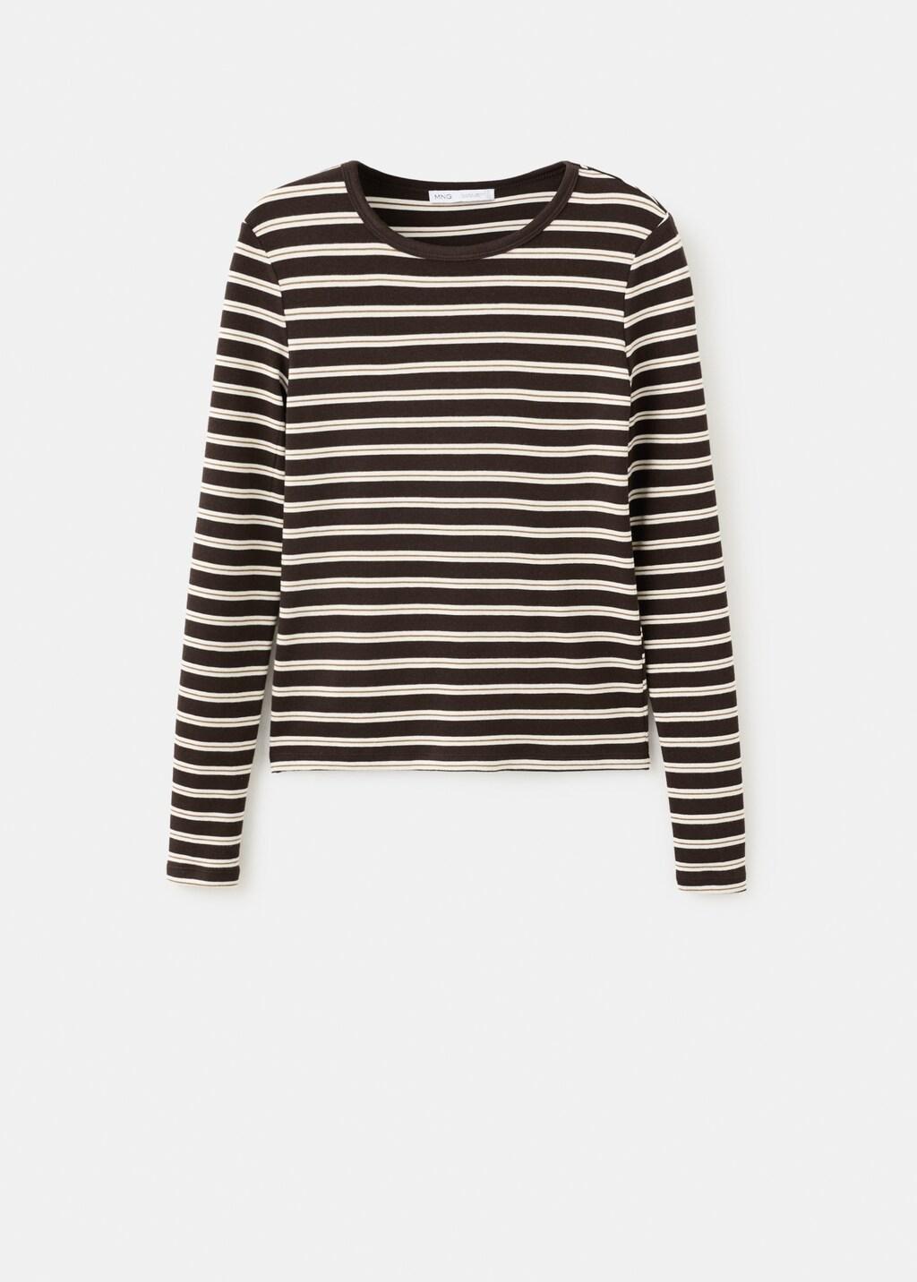 Brown Striped Long Sleeves T-Shirt, 0201_30, large image number 8