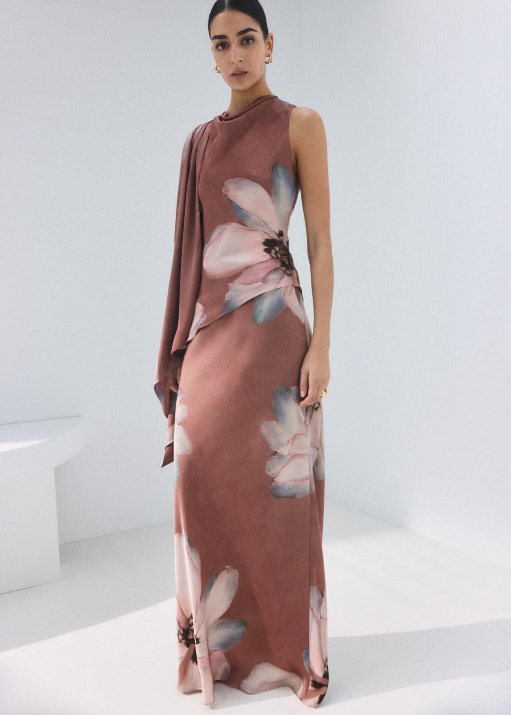 Pink Lt Pastel Floral Blouse With Gathered Neckline, Light-Pastel Pink, medium