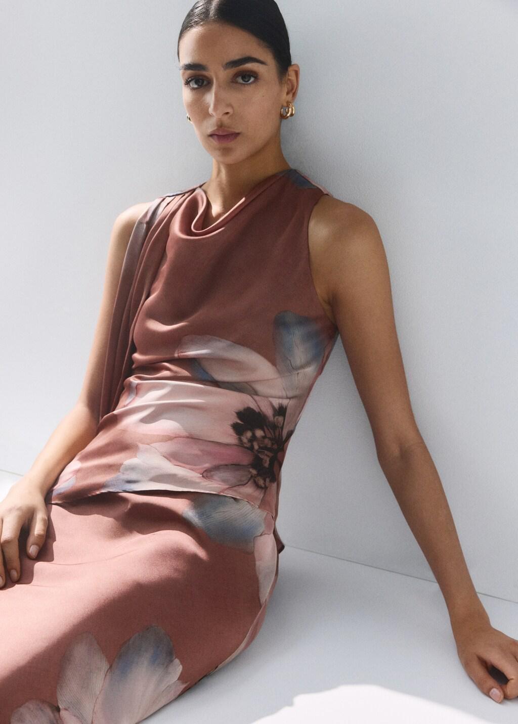 Pink Lt Pastel Floral Blouse With Gathered Neckline, Light-Pastel Pink, large image number 3