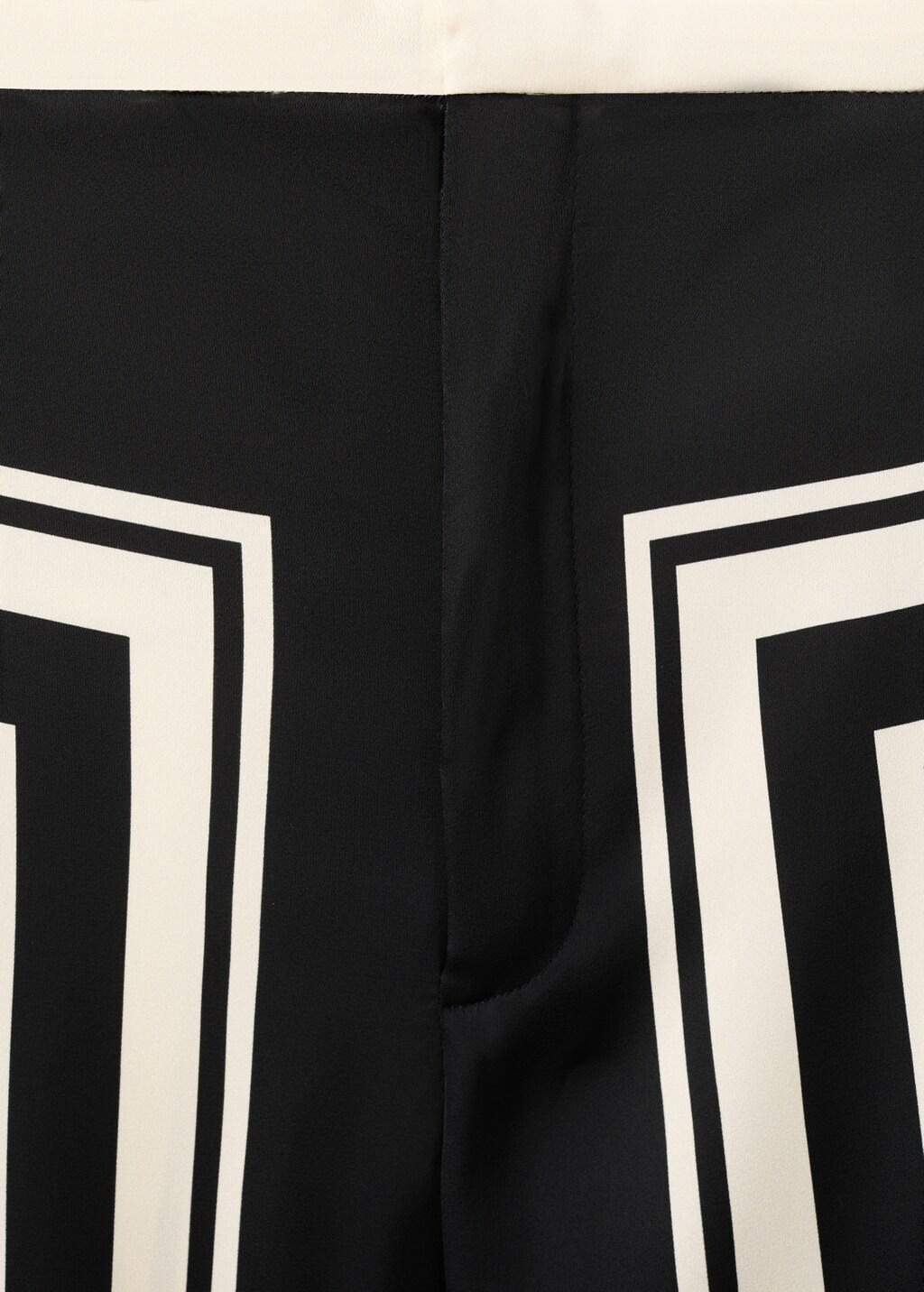 Black Satin Printed Trousers, Black, medium