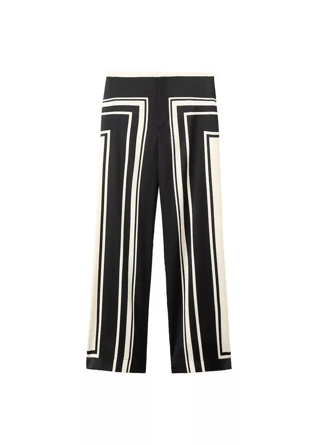 Black Satin Printed Trousers, Black, large image number 6