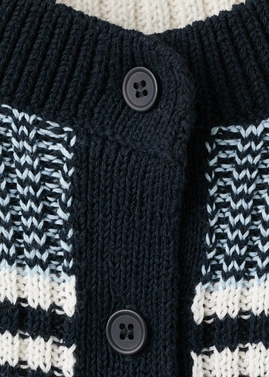 Blue Stripped Knit Cardigan, Medium Blue, large image number 1