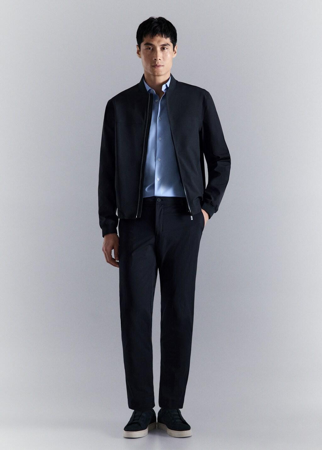 Navy Water-Repellent Bomber Jacket, Navy, medium