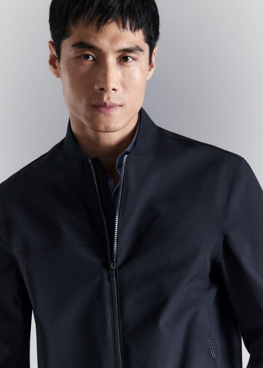 Navy Water-Repellent Bomber Jacket, Navy, large image number 4