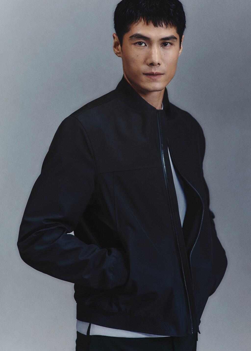 Navy Water-Repellent Bomber Jacket, Navy, large image number 6