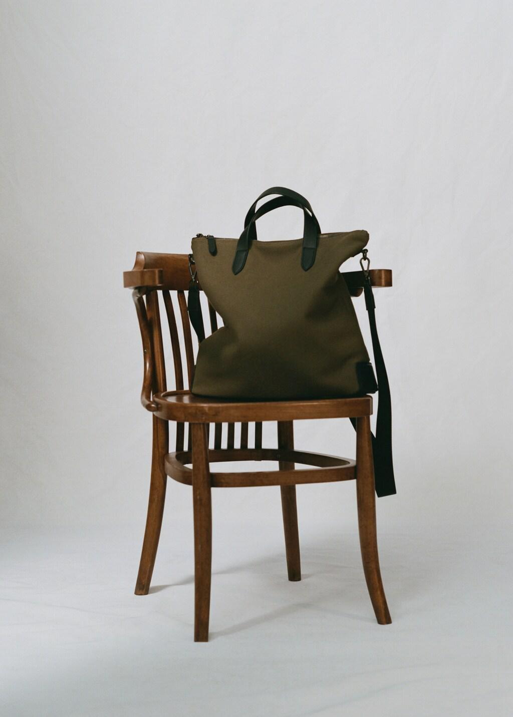Khaki Cotton Tote Bag With Adjustable Strap, 0201_37, medium
